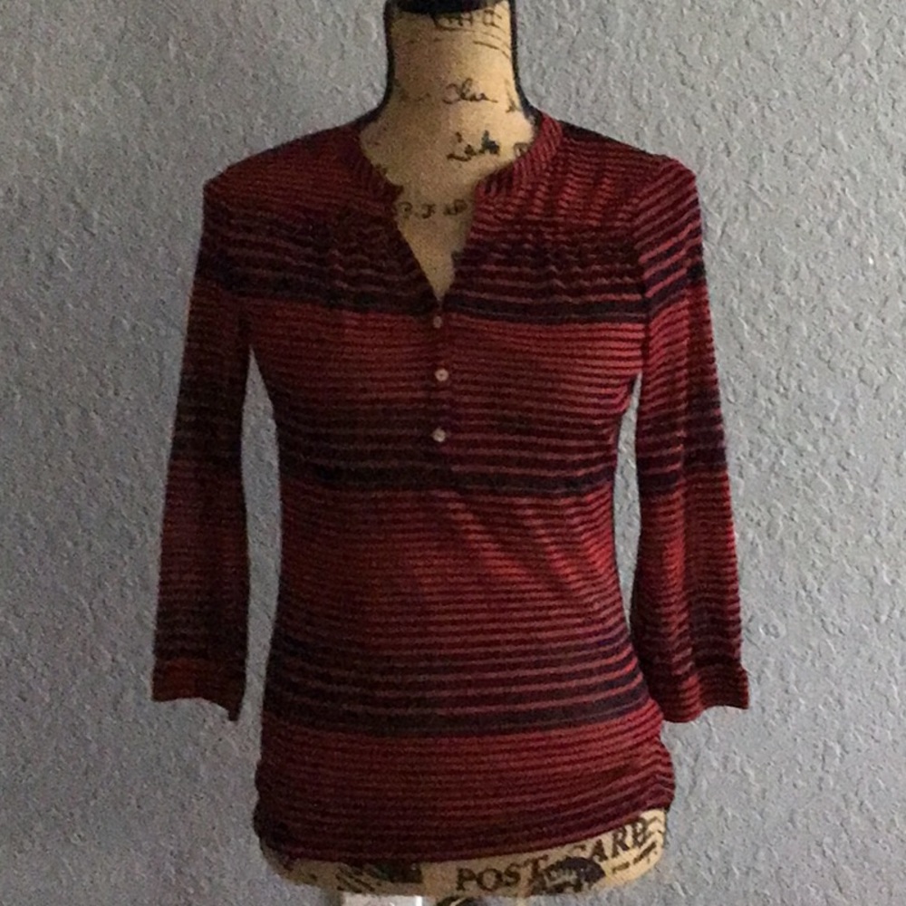The Limited Striped Red and Navy Shear Women's Top